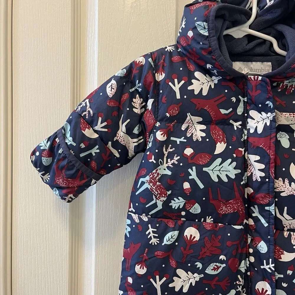Columbia Infant Snuggly Bunny II Bunting Down Snowsuit Woodland Girls 6-12 Mos